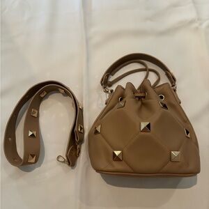 Studded Tan Bucket Bag